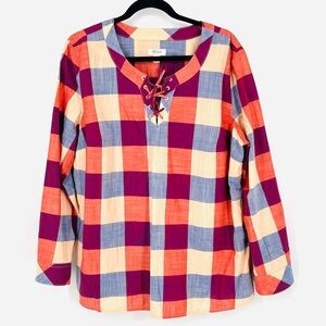 Style & Co XL Check Plaid Pullover Blouse